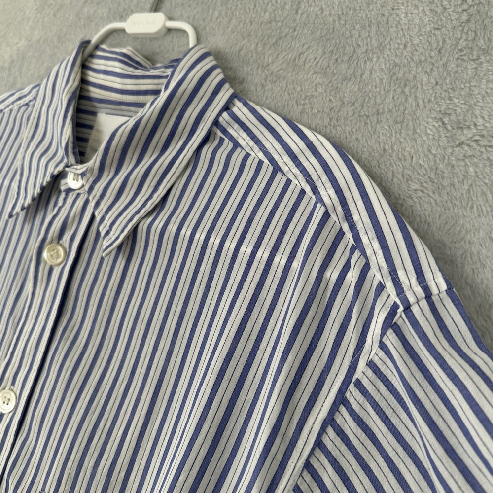 Isabel Marant Labilio Shirt Mens Small Blue Stripe Oversized Short Sleeve Cotton - Picture 2 of 15